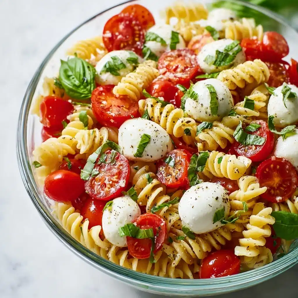 Creamy Caprese Pasta Salad Recipe - Recipe Image