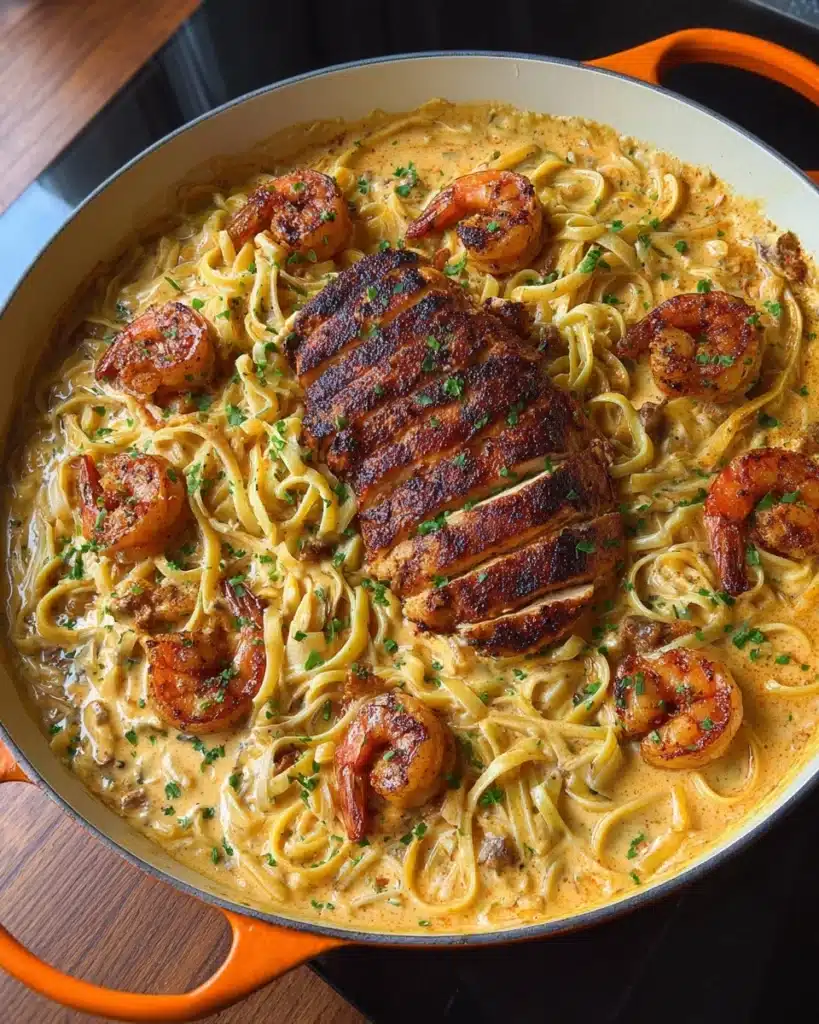The Best Alfredo pasta with chicken and shrimp Recipe