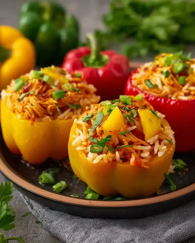Teriyaki Pineapple Chicken Rice Stuffed Peppers Recipe