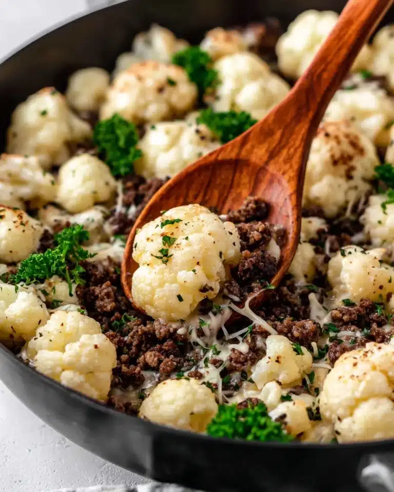 Keto Italian Ground Beef and Cauliflower Skillet Recipe