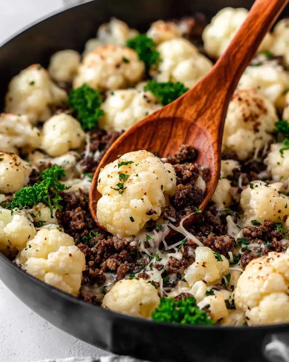Keto Italian Ground Beef and Cauliflower Skillet Recipe