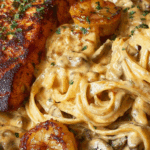 The Best Alfredo pasta with chicken and shrimp Recipe