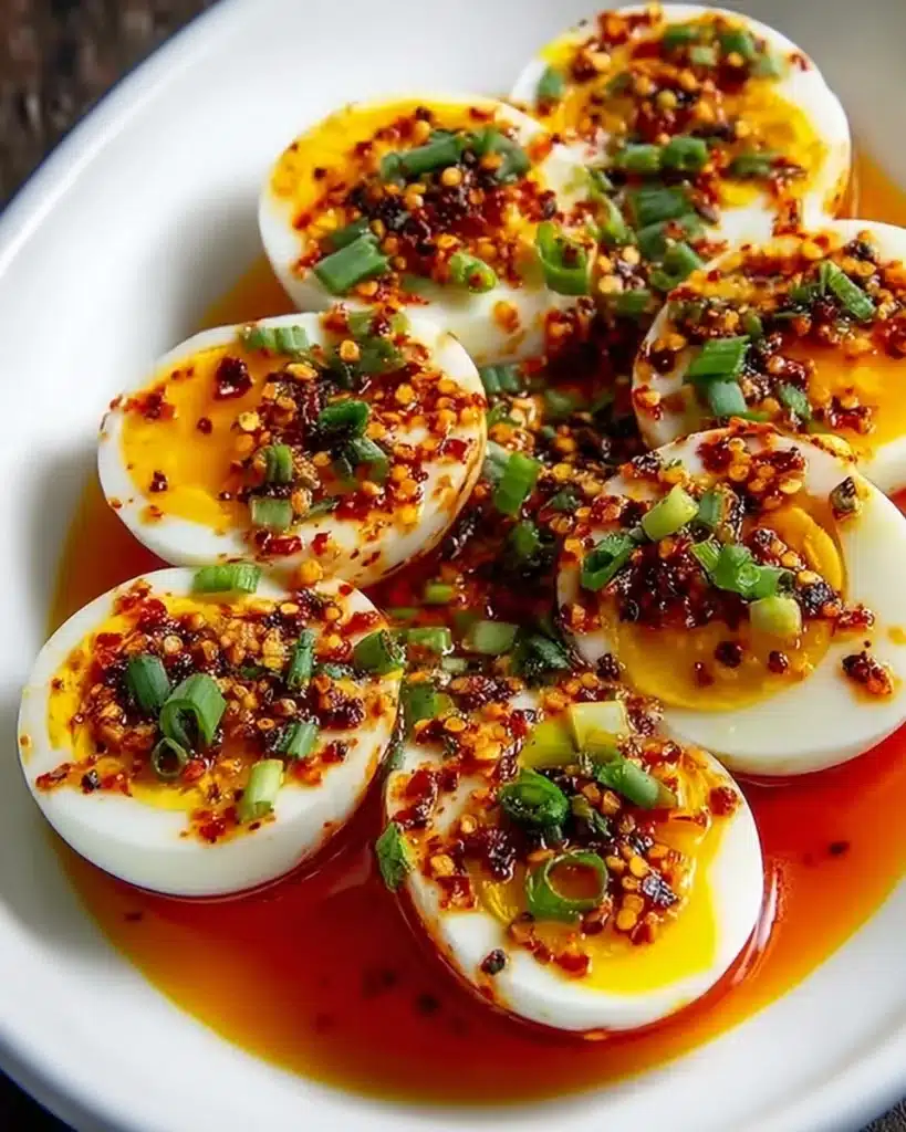 Spicy Chili Garlic Deviled Eggs Recipe