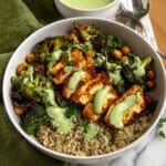 Crispy Broccoli and Halloumi Bowls with Herby Garlic Tahini Recipe