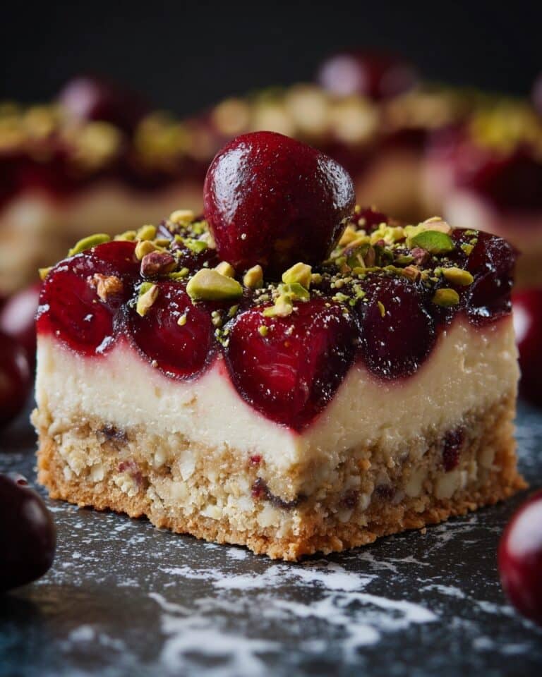 Cherry Pistachio Cheesecake Bars Recipe