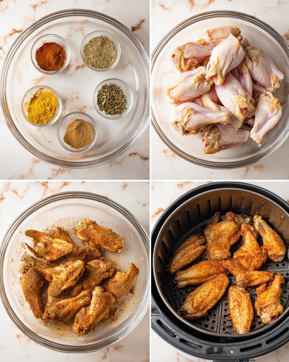 A white plate with about ten golden-brown seasoned chicken wings piled on it, each wing showing a crispy, textured skin with dark char spots and sprinkled with small pieces of green parsley. On the right side of the plate is a small mound of creamy white dipping sauce that looks thick and smooth, with one chicken wing being dipped into it by a woman's hand. The background is a white marbled surface. photo taken with an iphone --ar 4:5 --v 7