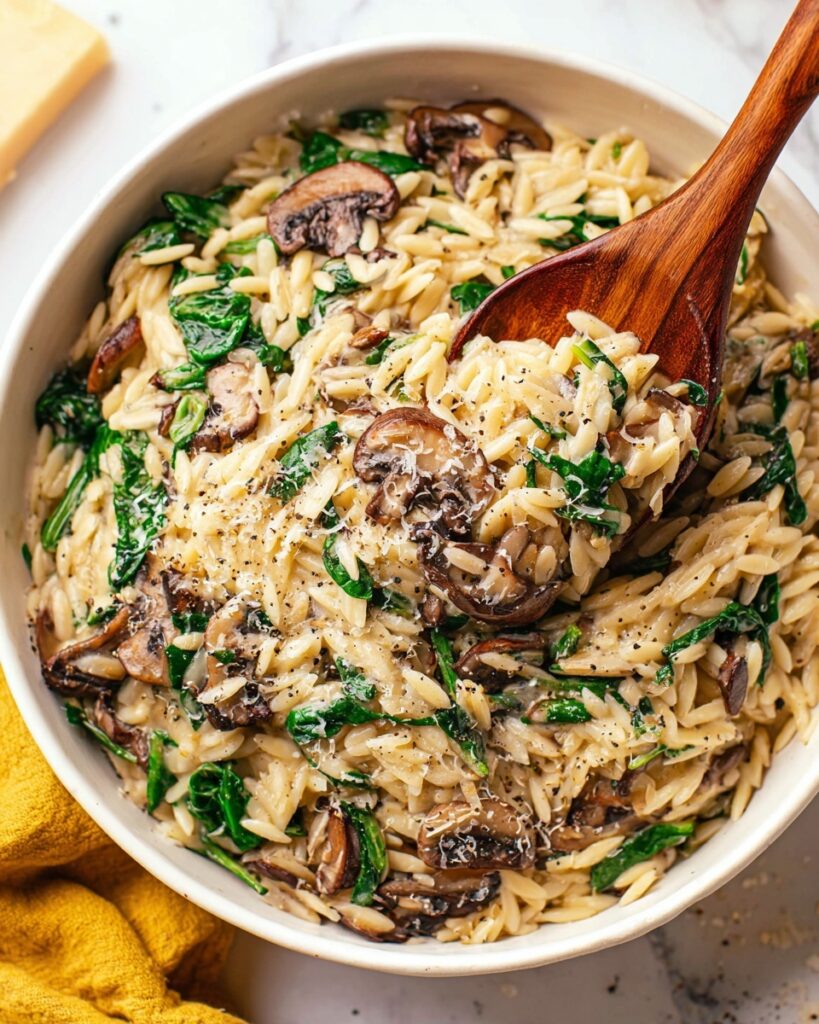 Creamy Garlic Mushroom Orzo Recipe