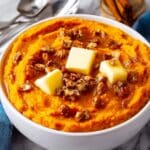 Slow Cooker Mashed Sweet Potatoes with Cinnamon Sugar Nut Topping Recipe