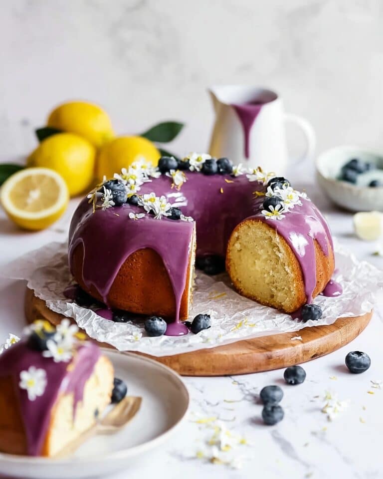 Lemon Ricotta Cake with Blueberry Glaze Recipe