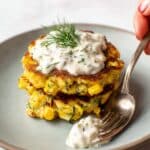 Corn and Zucchini Fritters with Herb Yogurt Sauce Recipe