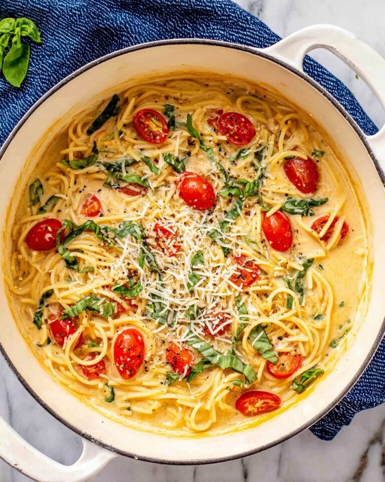 One Pot Pasta with Cherry Tomatoes, Basil, and Parmesan Recipe