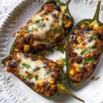 Stuffed Poblano Peppers with Ground Beef, Black Beans, and Corn Recipe