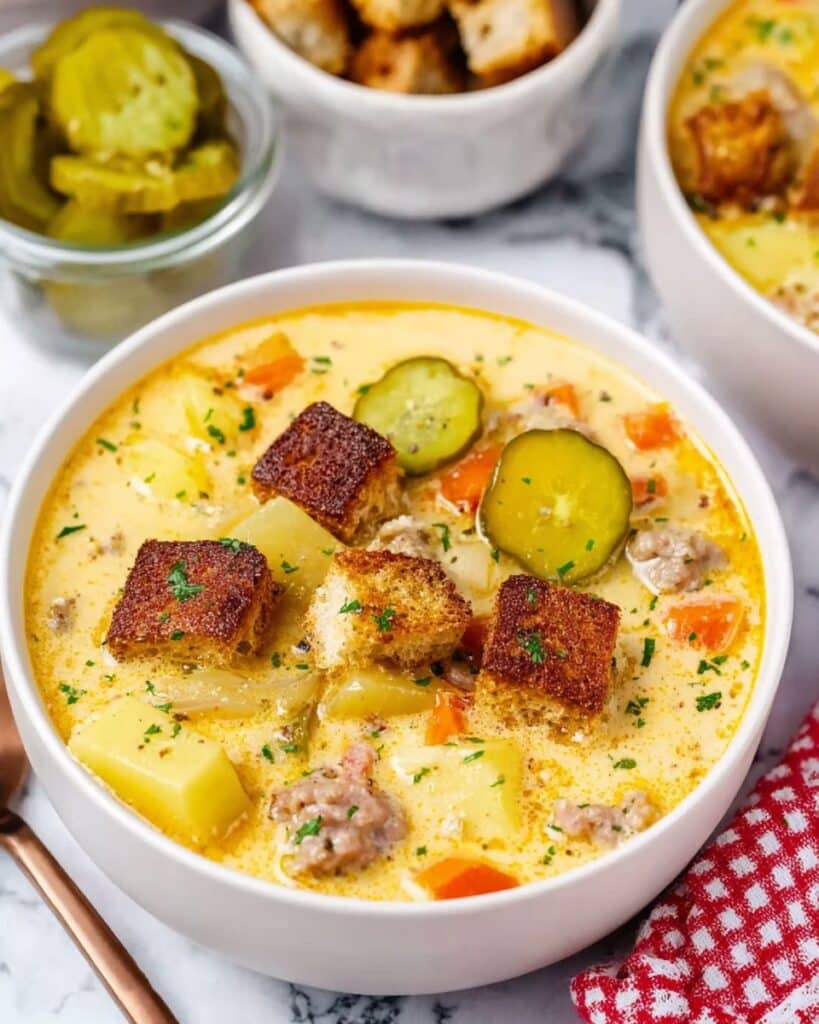 Cheesy Crockpot Cheeseburger Soup Recipe