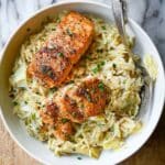 Salmon with Artichoke Orzo Recipe