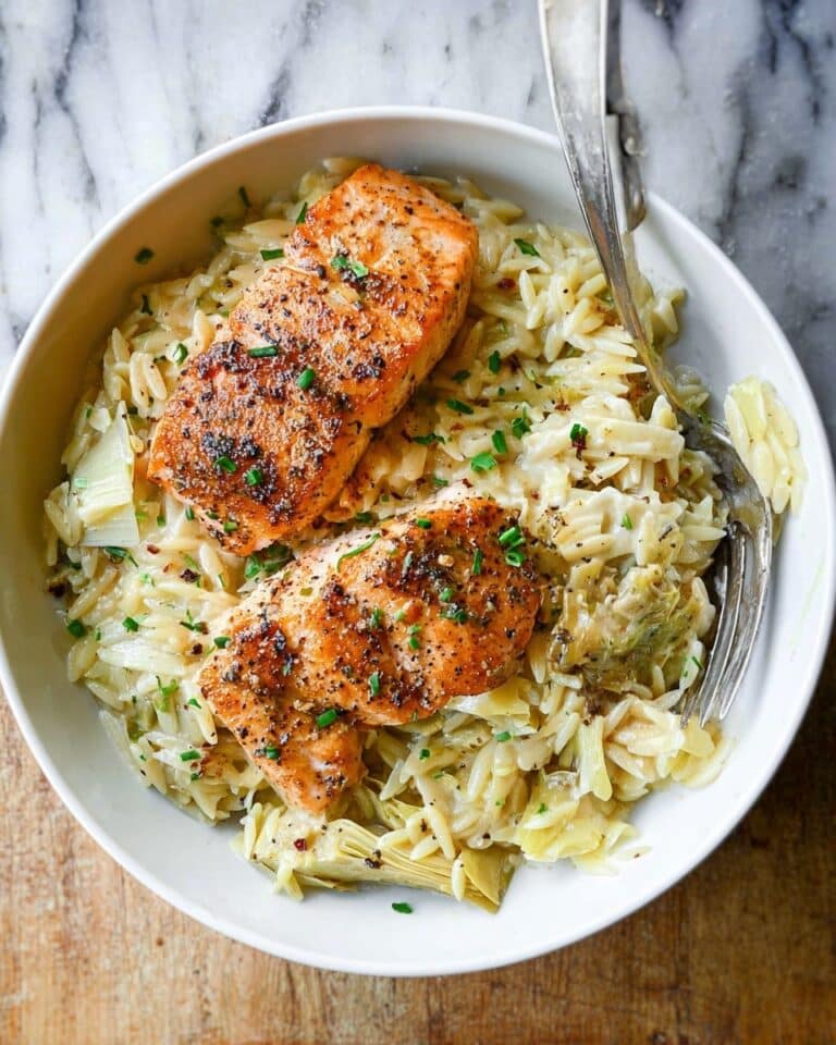 Salmon with Artichoke Orzo Recipe