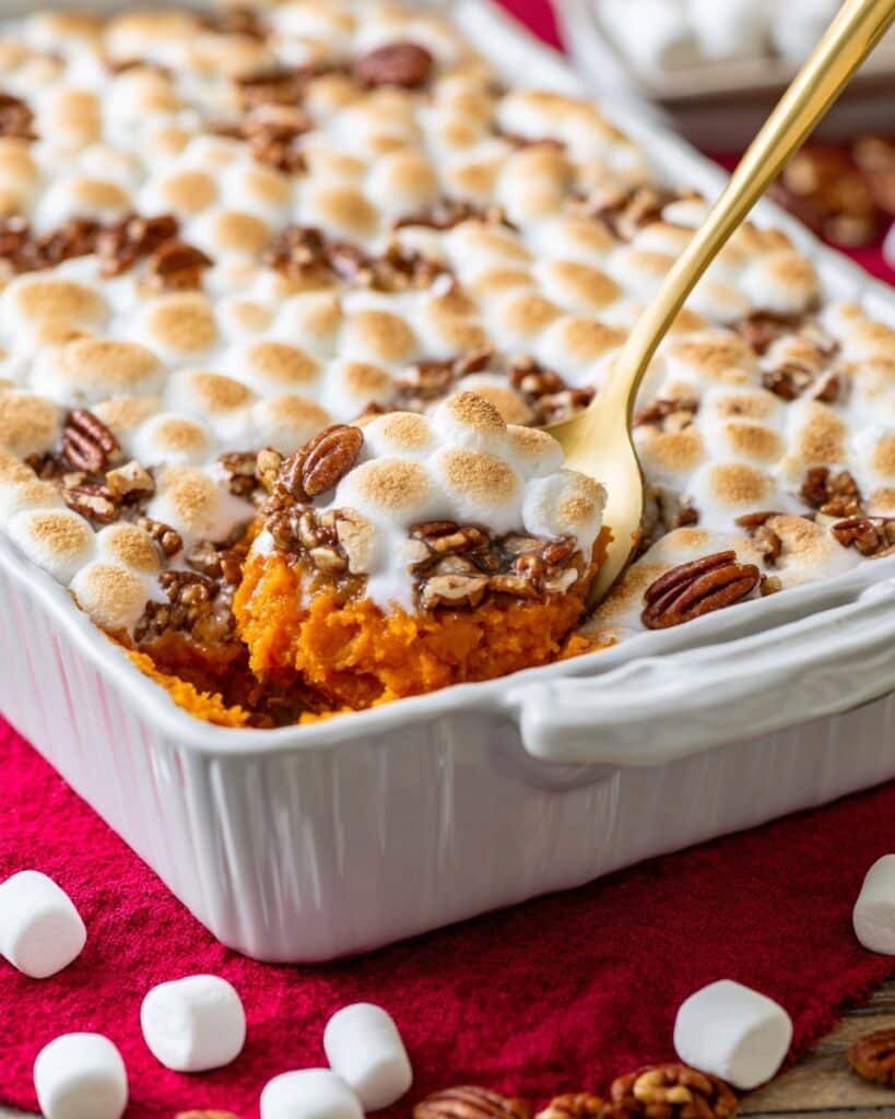Sweet Potato Casserole with Pecans and Marshmallows Recipe