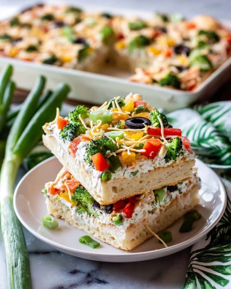Veggie Crescent Roll Pizza with Cream Cheese and Ranch Recipe