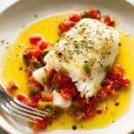 Stuffed Flounder with Tomatoes, Roasted Red Peppers, and Olives Recipe