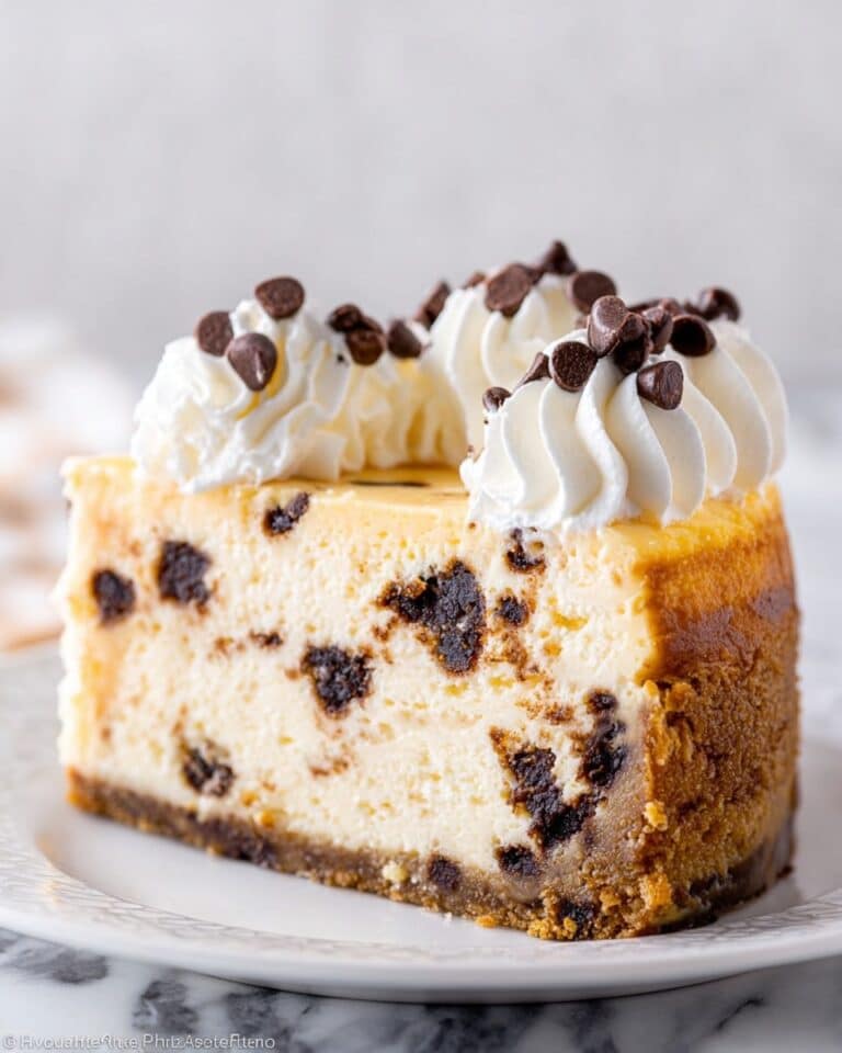 Creamy Chocolate Chip Cheesecake with Mini Chips & Whipped Cream Recipe