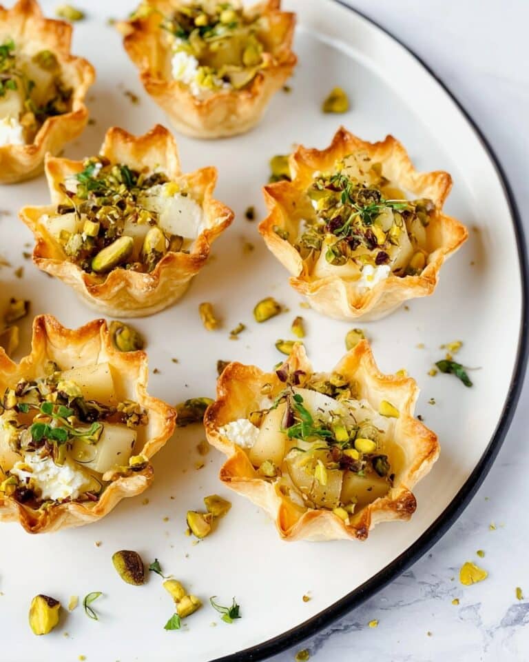 Brie and Pear Mini Tartlets with Pistachios and Honey Recipe