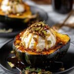 Savory Acorn Squash with Whipped Burrata & Chili-Honey Pistachios Recipe