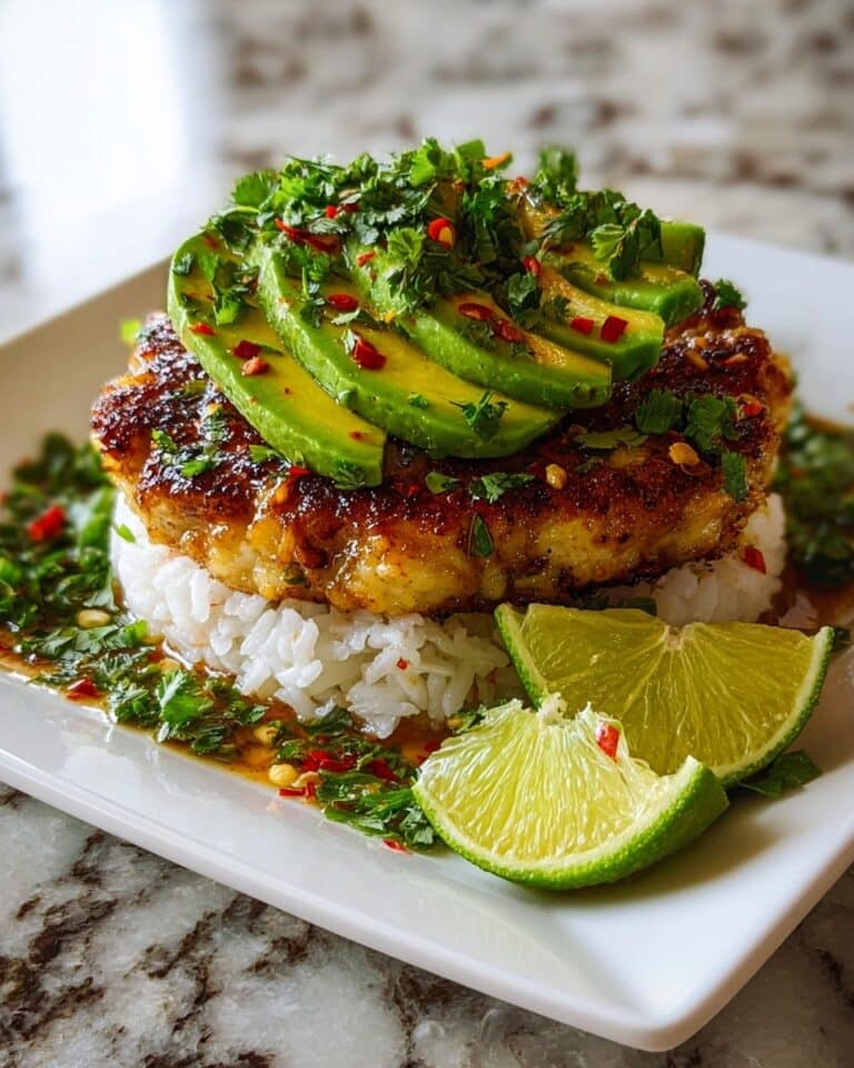 Honey Lime Chicken with Avocado and Jasmine Rice Stacks Recipe