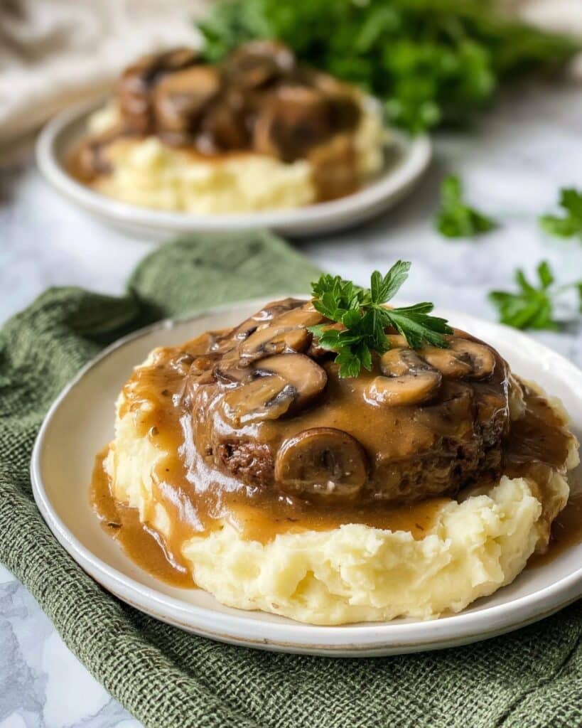 Vegan Salisbury Steak with Mushroom Onion Gravy Recipe