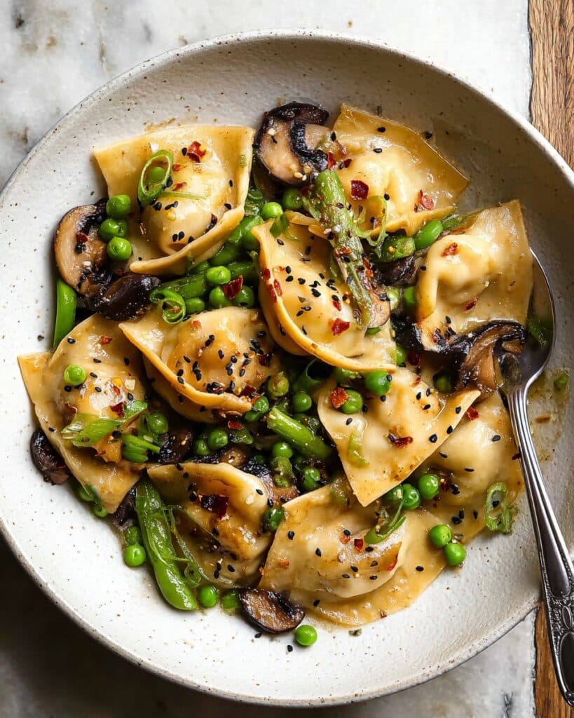 One-Skillet Soy Shiitakes with Dumplings Recipe