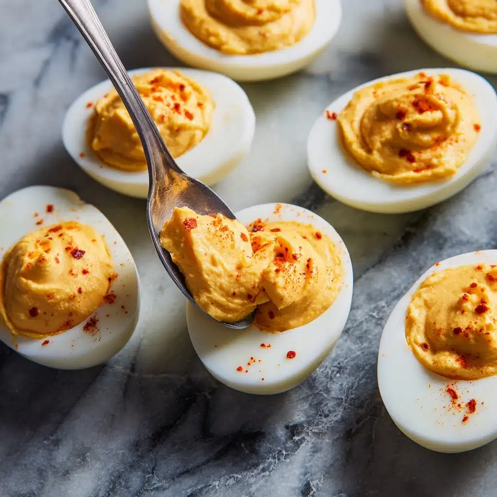 Spicy Chili Garlic Deviled Eggs Recipe - Recipe Image
