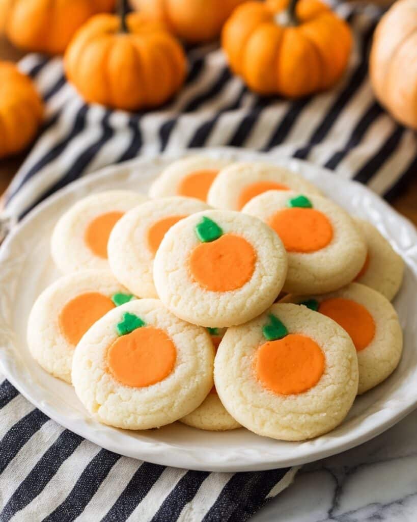 Pumpkin Sugar Cookies with Orange and Green Details Recipe