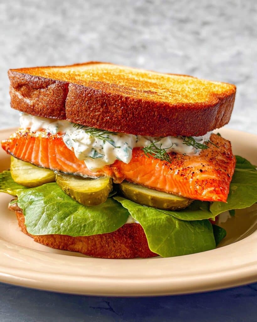 Salmon Sandwich with Yogurt-Dill Sauce Recipe