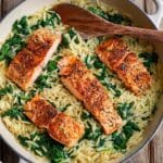 One Skillet Salmon with Lemon Orzo Recipe
