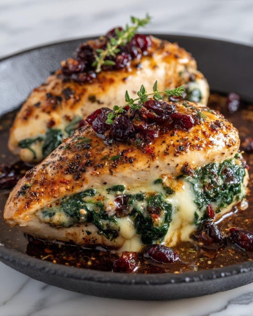 Cranberry & Spinach Stuffed Chicken Breasts with Brie Recipe