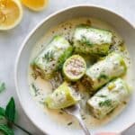 Greek Stuffed Zucchini Stew in Egg & Lemon Sauce Recipe