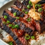 Korean BBQ Steak Rice Bowls with Spicy Cream Sauce Recipe
