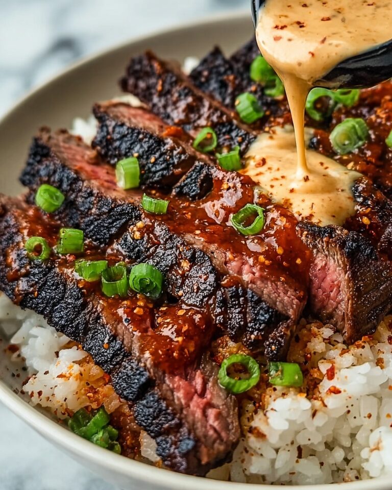 Korean BBQ Steak Rice Bowls with Spicy Cream Sauce Recipe