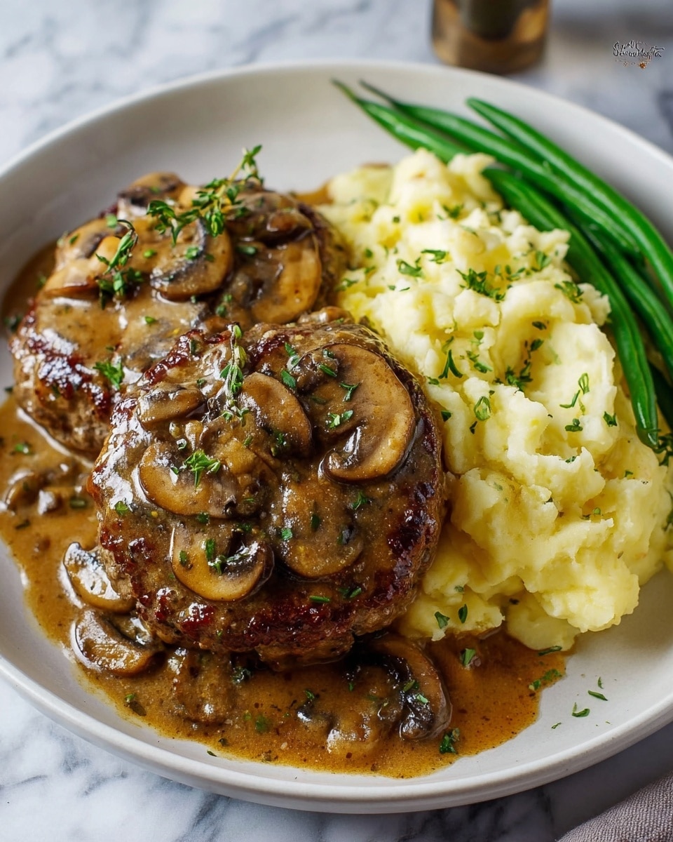 Bobby Flay Salisbury Steak with Mushroom Gravy Recipe - Recipe Image