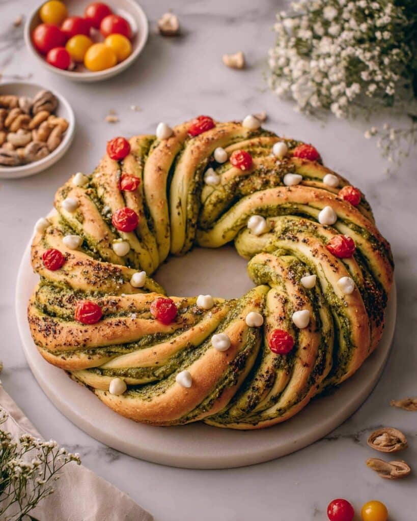 Vegan Pesto Bread Wreath Recipe