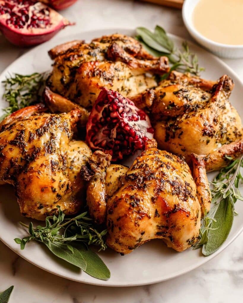Stuffed Cornish Hens with Wild Rice and Herb Butter Recipe