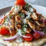 Greek Chicken Gyros with Lemon-Herb Marinade and Tzatziki Recipe
