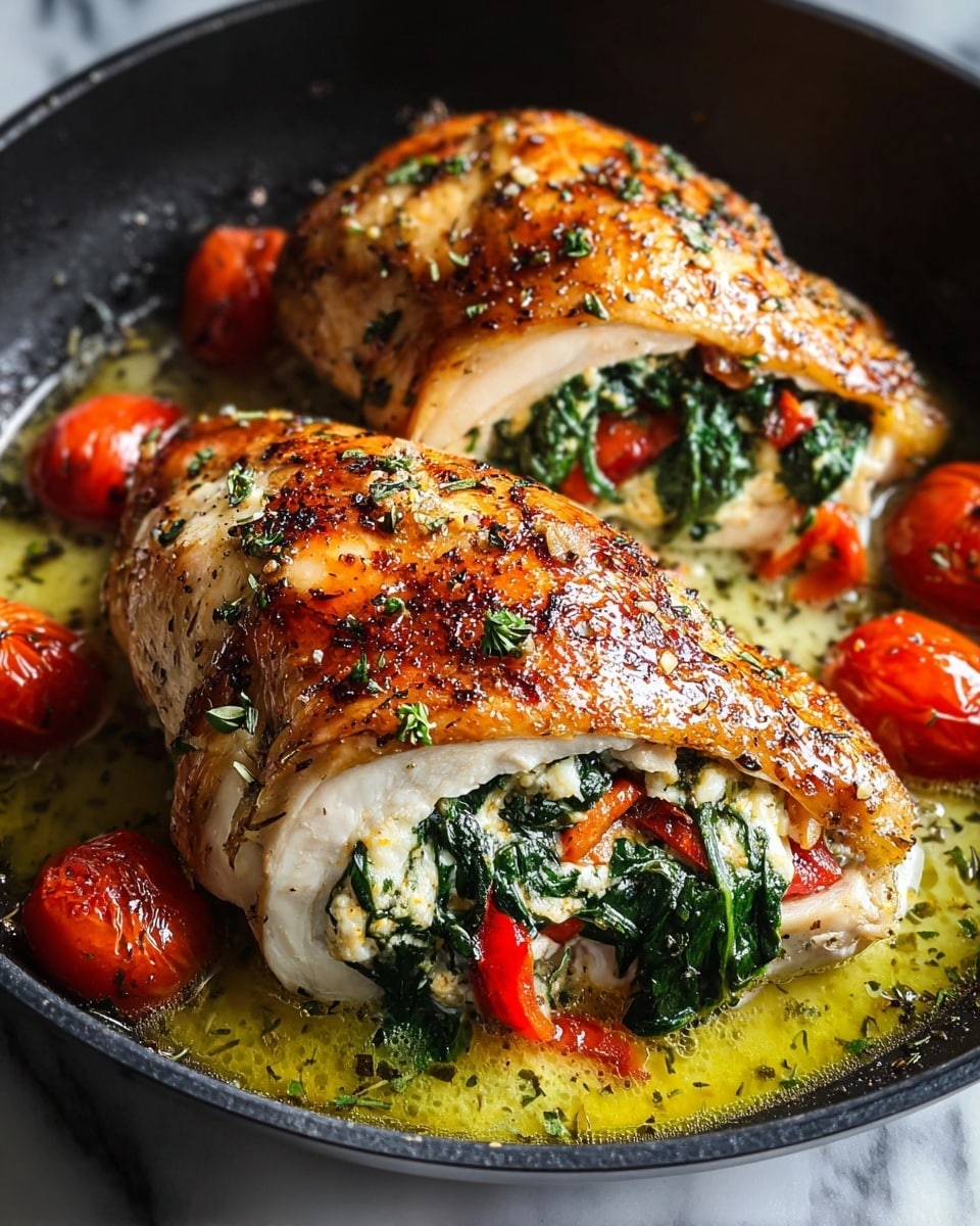 Roasted Red Pepper, Spinach, and Mozzarella Stuffed Chicken Recipe - Recipe Image