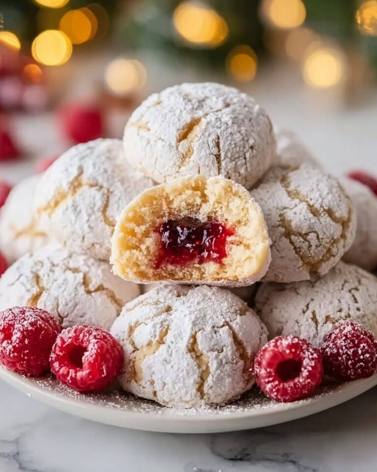 Raspberry Filled Almond Snowball Cookies Recipe