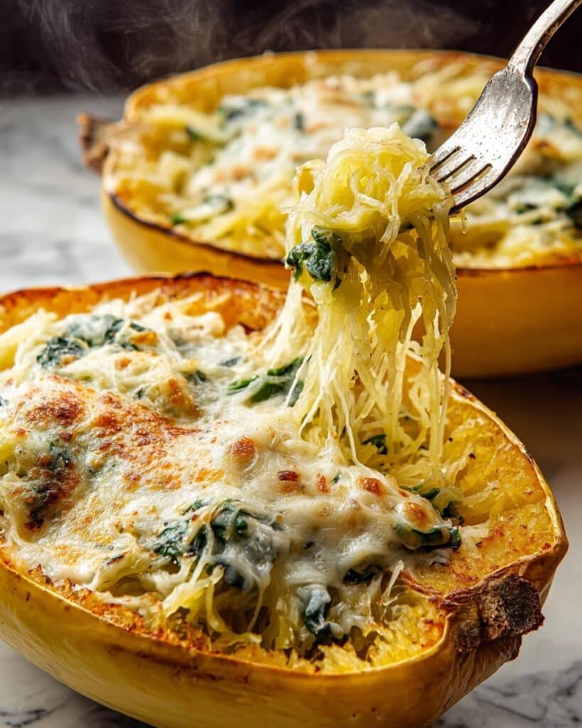 Spinach and Artichoke Stuffed Spaghetti Squash Recipe