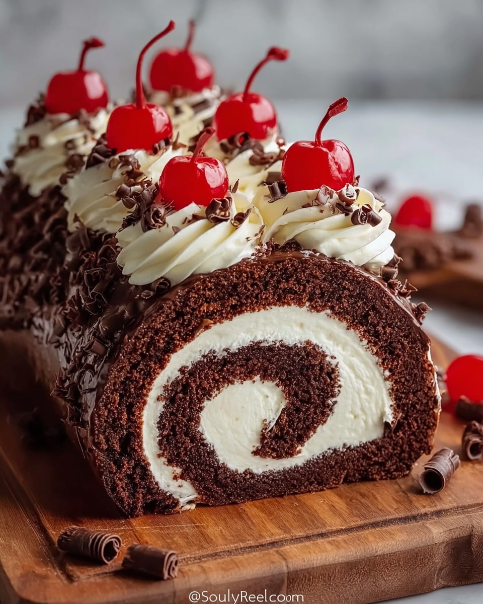 Elegant Black Forest Cake Roll Recipe - Recipe Image
