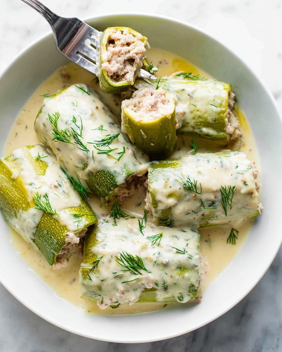 Greek Stuffed Zucchini Stew in Egg & Lemon Sauce Recipe - Recipe Image