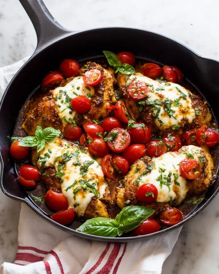 One Pan Balsamic Chicken with Tomato and Mozzarella Recipe