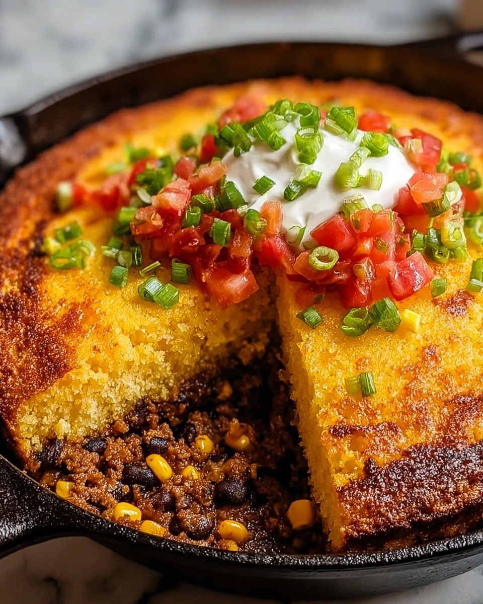 Texas Tamale Pie: A Flavorful Ground Beef and Cornmeal Casserole Recipe - Recipe Image