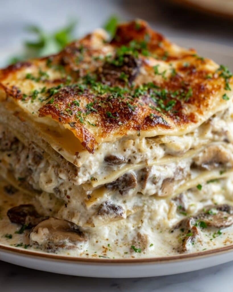 Mushroom and Tomato Lasagna with Bechamel Sauce Recipe