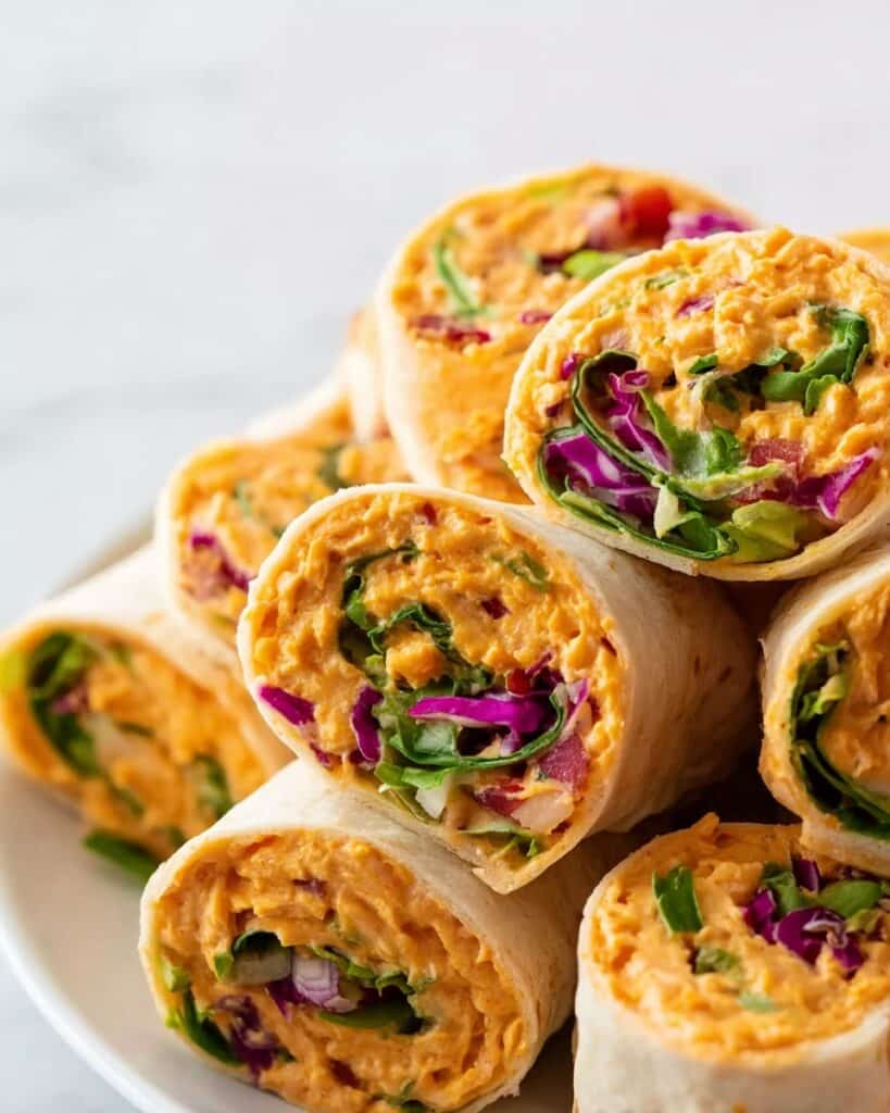 Vegan Buffalo Chickpea Salad Pinwheels Recipe