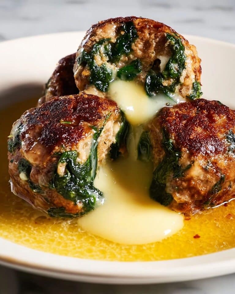 Spinach Garlic Meatballs Stuffed with Mozzarella Recipe